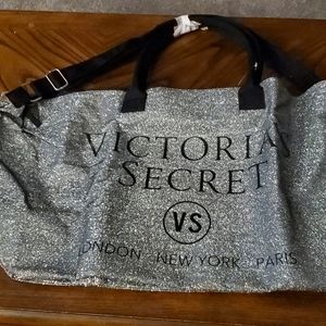 Silver glittery Victoria's Secret bag